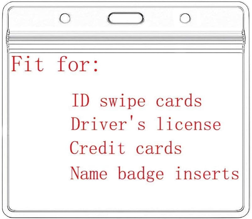 Extra Thick Horizontal ID Card Name Tag Badge Holder with Waterproof Type Resealable Zip (Holders, 6Packs) 3.74x2.36 Inches