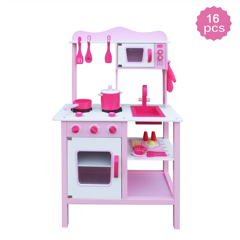Play Kitchen Accessories, Toddler Wooden Playset, Kids Kitchen Playsets, Kitchen Toy Cooking Pretend Play Set, Kitchen Playset w/ 16 Piece Cookware, Play Kitchen Sets for Girls/Boys, W5485 - image 2 of 11