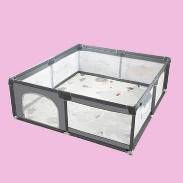DUDUGWA Baby Playpen, Grey Playard, Large Playpen for Babies 79"x71"x26"