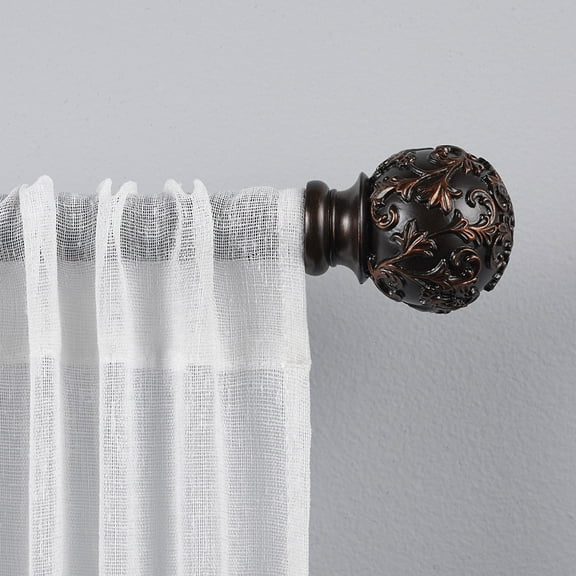 Exclusive Home Vine 1" Curtain Rod and Finial Set, Matte Bronze, Adjustable 36"-72"