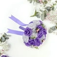 thumbnail image 4 of FELTECHELECTR 1 ramo de novia exquisito, ramo de mano de PE, ramo de flores artificiales para boda, ramo decorativo vívido, suministros creativos para boda para mujeres, morado, 4 of 7