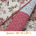 thumbnail image 2 of Red Floral Country Real Patchwork Cotton Reversible Coverlet Bedspread Quilt Bedding Set for Bedroom, Guest Room, Home, Hotel, Apartment, Dorm, Cottage, Queen, Machine Washable - 3 Piece, 2 of 5