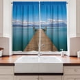 thumbnail image 2 of Ambesonne Landscape Kitchen Curtains, Pier Mountains Clouds, 55"x30", Cobalt Blue and Pale Taupe, 2 of 3
