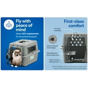 Petmate Sky Kennel for Dogs & Cats, IATA Approved, Plastic Travel Carrier, Gray, For Dogs & Cats 15-30 lbs, Small, 21 x 15 x 21