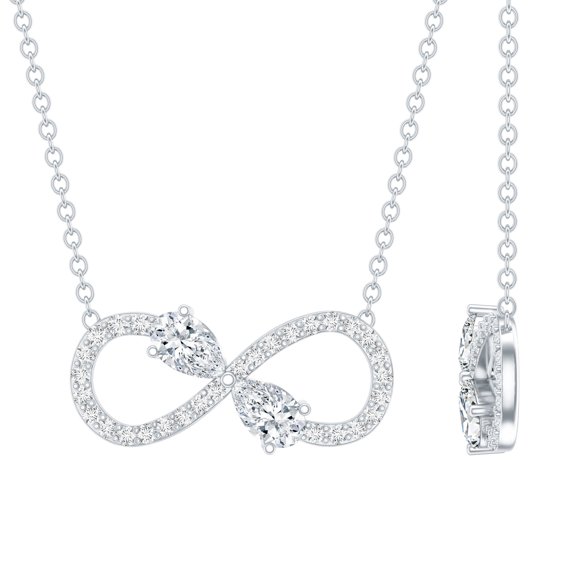 Rosec Jewels Lab Created Diamond Infinity Knot Necklace for Women (EF-VS Quality) Ready to Gift for Anniversary, 925 Sterling Silver