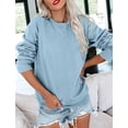 thumbnail image 2 of Sudadera de mujer, jersey de algodón con cuello redondo y manga larga, 2 of 5