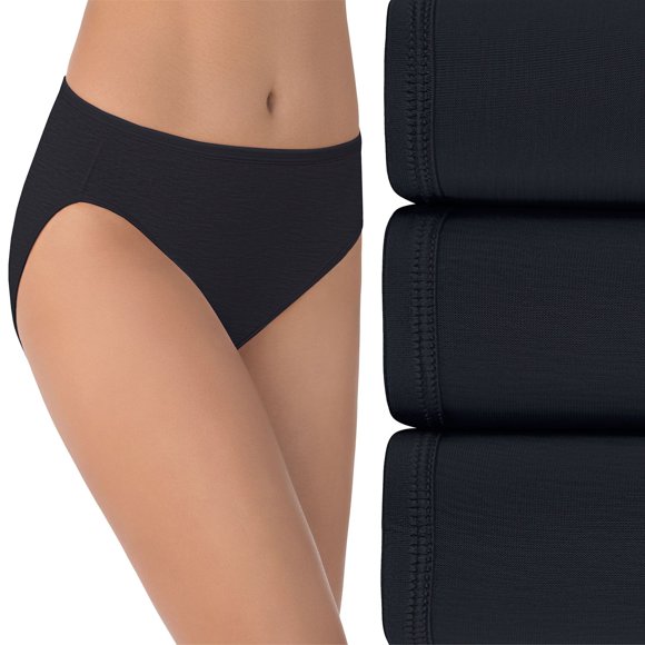 Vanity Fair Culotte Échancrée Illumination pour Femmes, Lot de 3, 6, Noir Multicolore