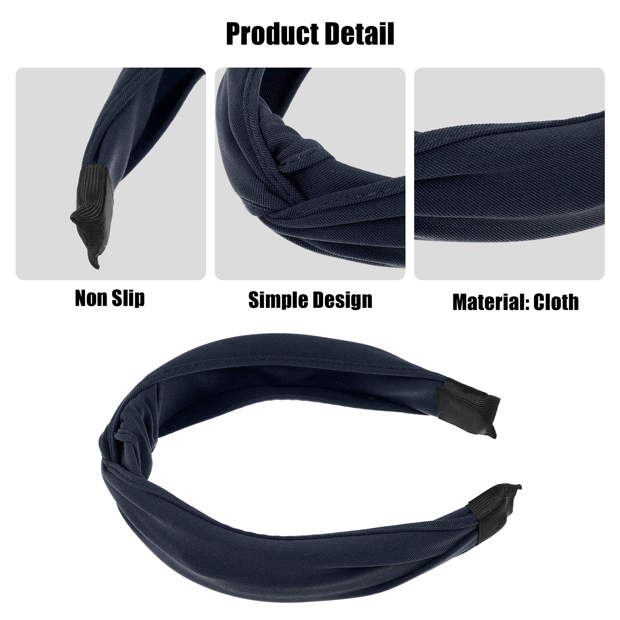 Unique Bargains Satin Knotted Headband Hairband for Women 1.2 Inch Wide Navy Blue