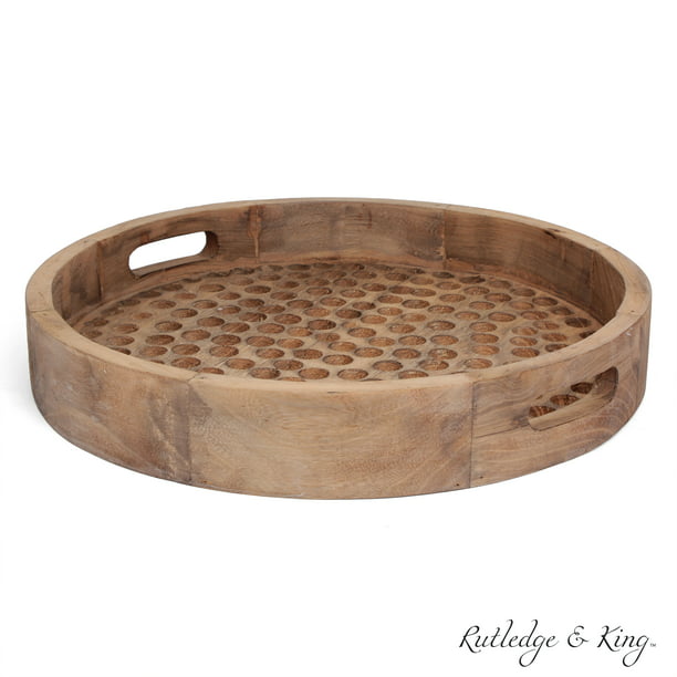 Rutledge King Brighton Serving Tray, Round Tray For Ottoman Coffee Table