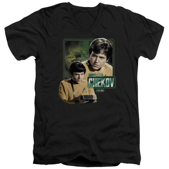 Star Trek Ensign Chekov Adult V-Neck T-Shirt Black