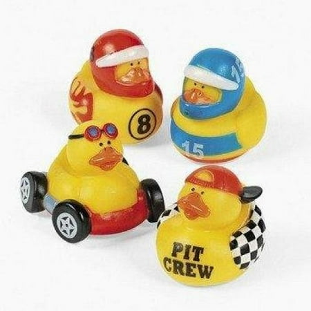 - Fun Express Rubber Ducky Duck Duckie Race Car Birthday Party Favors Set (12 Piece)