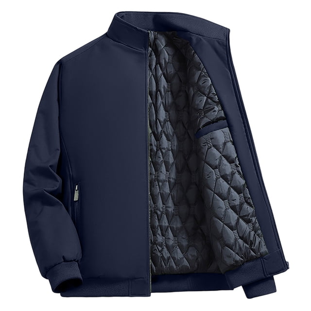 Ceisia Men's Solid Color Stand Up Collar Zipper Warm Coat Casual Fashion Outdoor Daily Long Sleeve Outerwear Gift