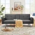 thumbnail image 6 of Aukfa 75" Square Arm Futon Convertible Sofa Bed for Home Office, 2 Cup Holders, Linen, Dark Gray, 6 of 9