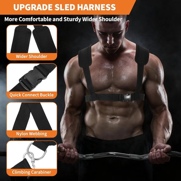 Adjustable Height Weight Sled for Strength & Speed Training – Heavy-Duty Push Pull Sled, Ideal for Football, Fitness, Running – Fits 1" & 2" Plates – Home or Outdoor Workout Equipment – Black