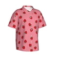 thumbnail image 3 of Xecao Strawberries print Hawaiian shirt - a stylish short-sleeve button-down for men, perfect for casual beach and tropical outings., 3 of 9