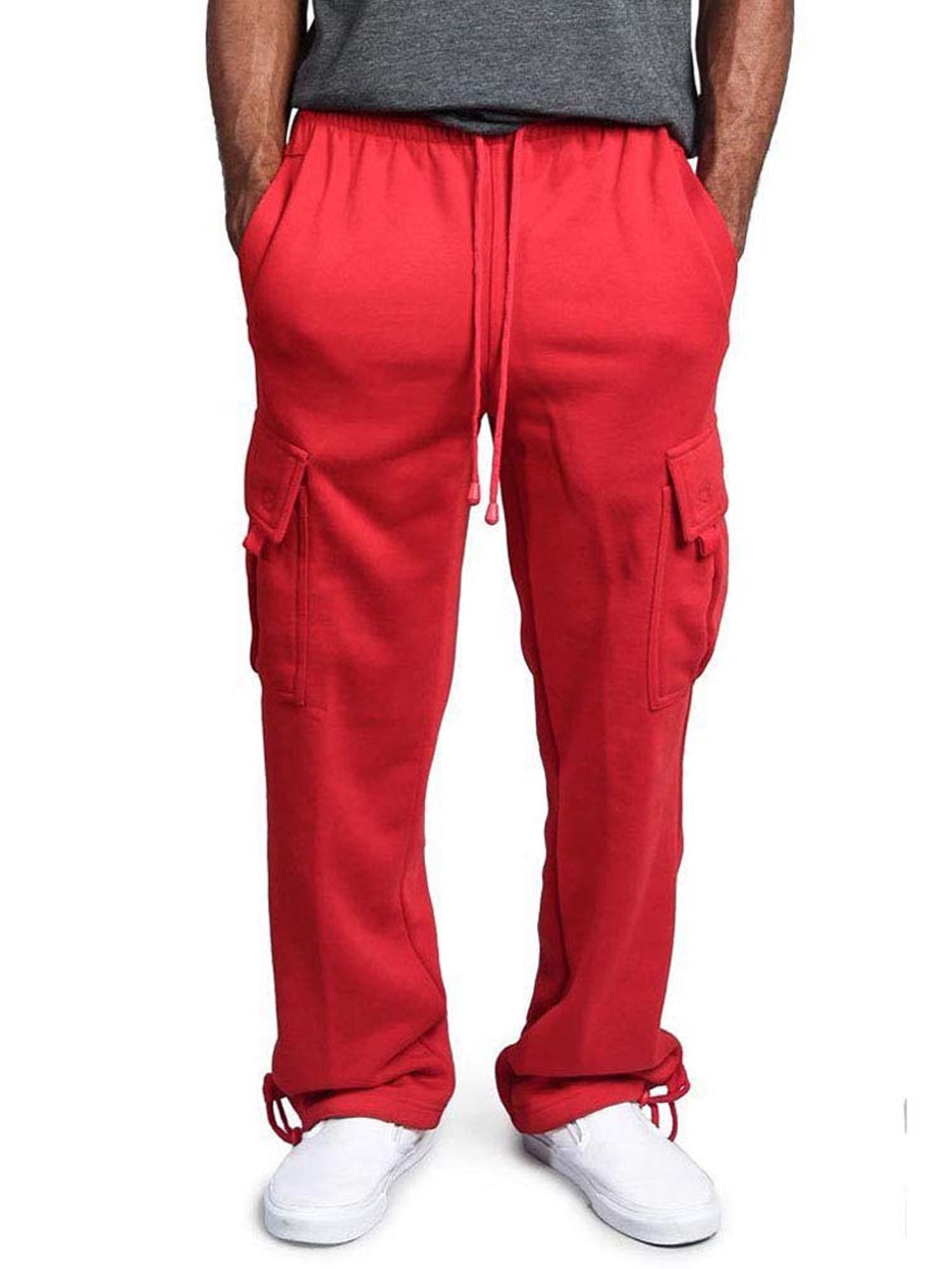 Mens Urban Straight Leg Jogger Heavy Weight Fleece Cargo Pocket Sweat Pants - Walmart.com