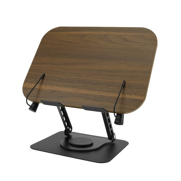 Wood Metal Book Stand 360° Rotation Adjustment Book Holder Height Adjustable Display Stand Ergonomic Cookbook Holder for Reading