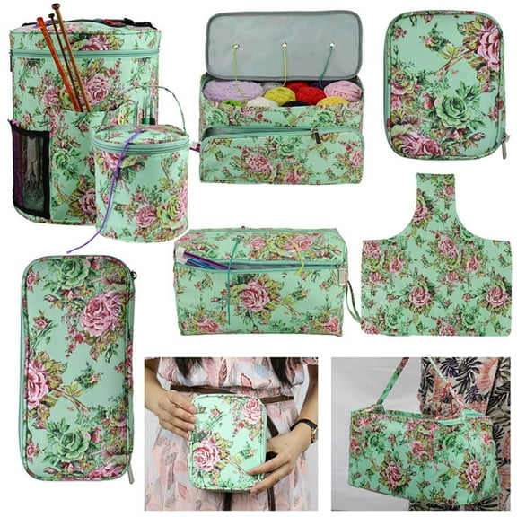SUSUchens Portable Knitting Yarn Storage Tote Bag Crocheting Needle Hooks Organizer Pouch