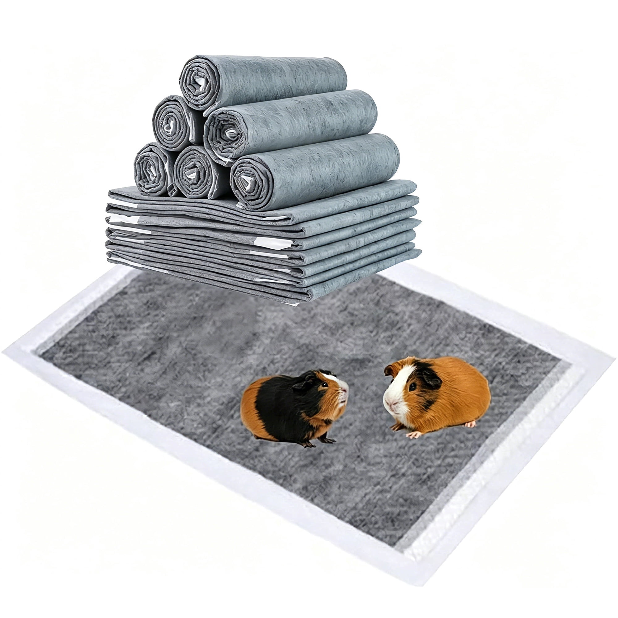 Smlper 20 PCS 36" x 24" Disposable Rabbit Pee Pads, Black Carbon Odor Control Cage Liners, Quick-Dry All-Absorb Training Accessories for Small Animals (Puppy, Guinea Pig, Kitten, Hedgehog)