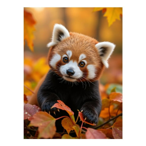 Diamond Art Kits for Adults - 5d Red Panda Autumn Leaves Diamond Painting for Adults, Diamond Art for Adults Beginners, Diamond Painting Kits for Adults for Home Wall Decor