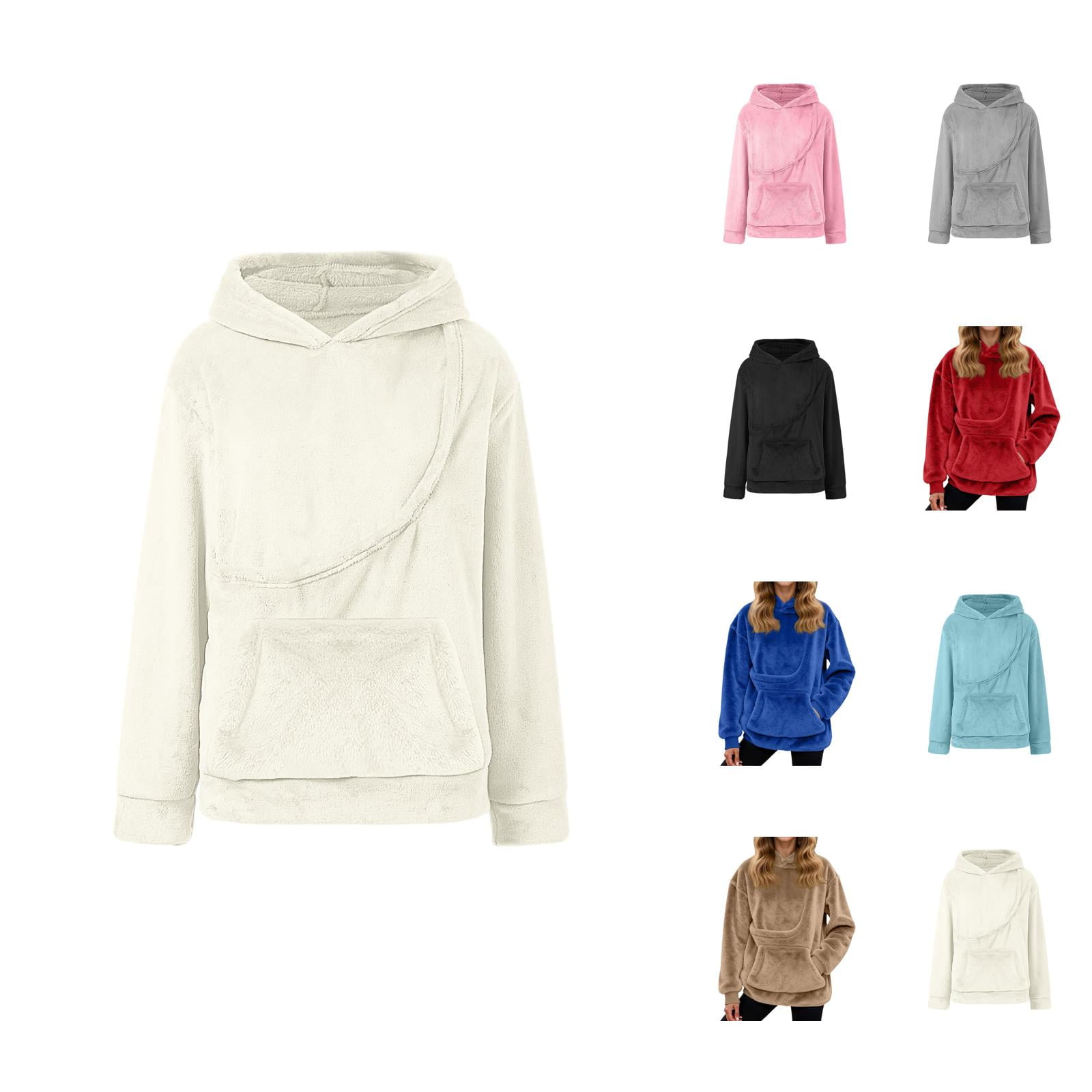Cat Sweatshirts for Women Long Sleeve Kangaroo Pouch Hoodie for Women Crewneck Pet Carrier Pullover