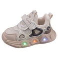 thumbnail image 6 of Toddler Walking Shoes Baby Boys Girls LED Light up Hook and Loop Mesh Sneakers Lightweight Casual Tennis Athletic Shoes Beige 5 Infant, 6 of 6
