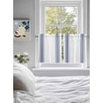 thumbnail image 4 of Half Window Curtains 24 Inches Long, Abstract Geometric Blue Stripe, Window Treatment Curtain Drapes, White Backdrop Short Curtains Tiers for Kitchen Over Sink, 27.5"x24", 2 Panels, 4 of 7