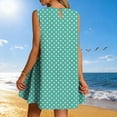 thumbnail image 4 of Vestido Corto para Mujeres Verano Moda Casual Impreso Lado Plisado Cuello Redondo Vestido sin Mangas para el Uso Diario, 4 of 7