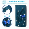 thumbnail image 5 of Decase for Samsung Galaxy S22 Ultra Phone Case, Glitter Bling Diamond Butterfly Magnetic Shockproof Magnetic Case Flip Embossing PU Leather Wallet Card Holder Case, Blue, 5 of 7