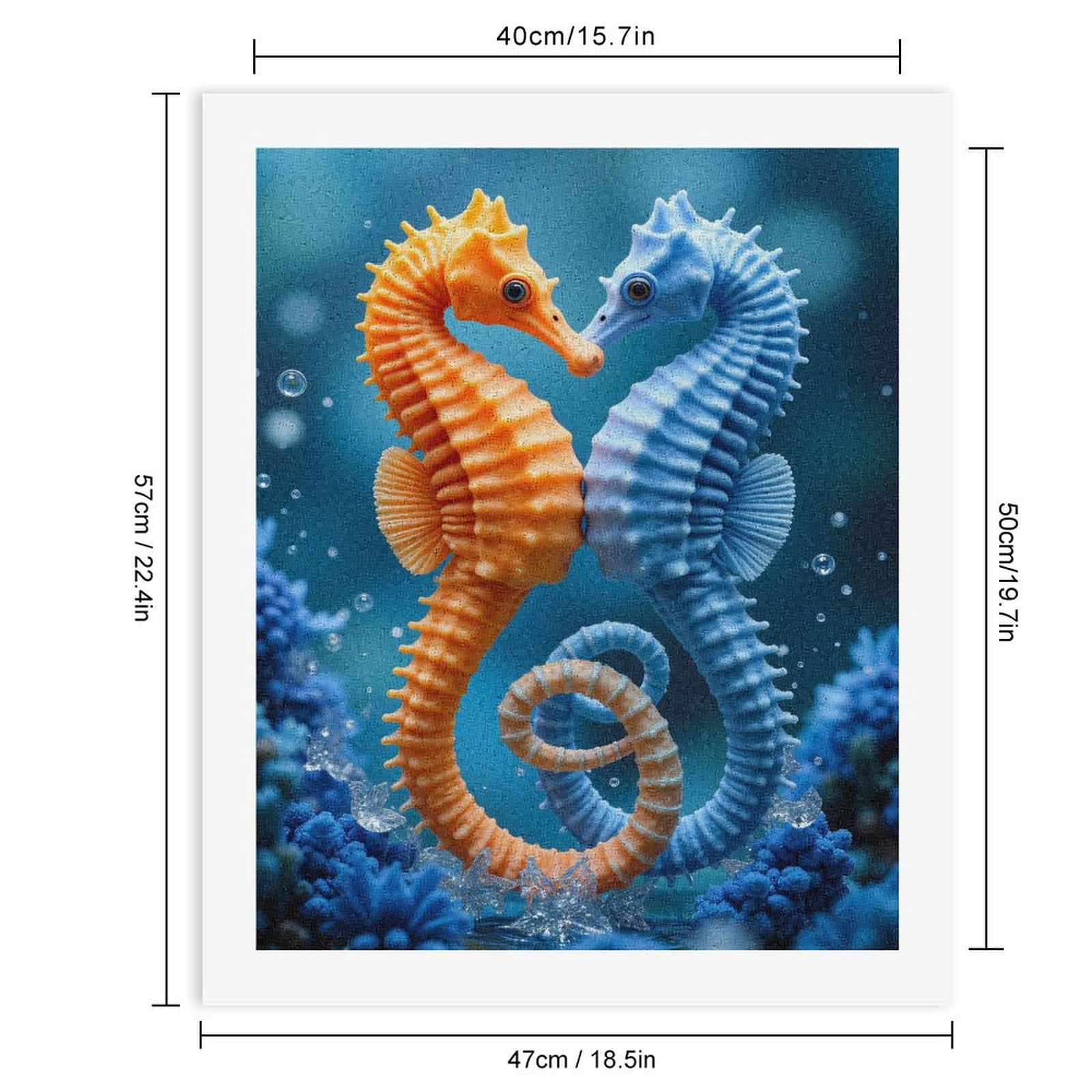 Paint by Numbers Kit for Adults, Orange Blue Seahorse Pair Ocean Paint by Numbers, Easy Paint by Numbers Kit for Adults Beginner, DIY Adult Paint by Number Kits on Canvas, 12x16in Home Decor