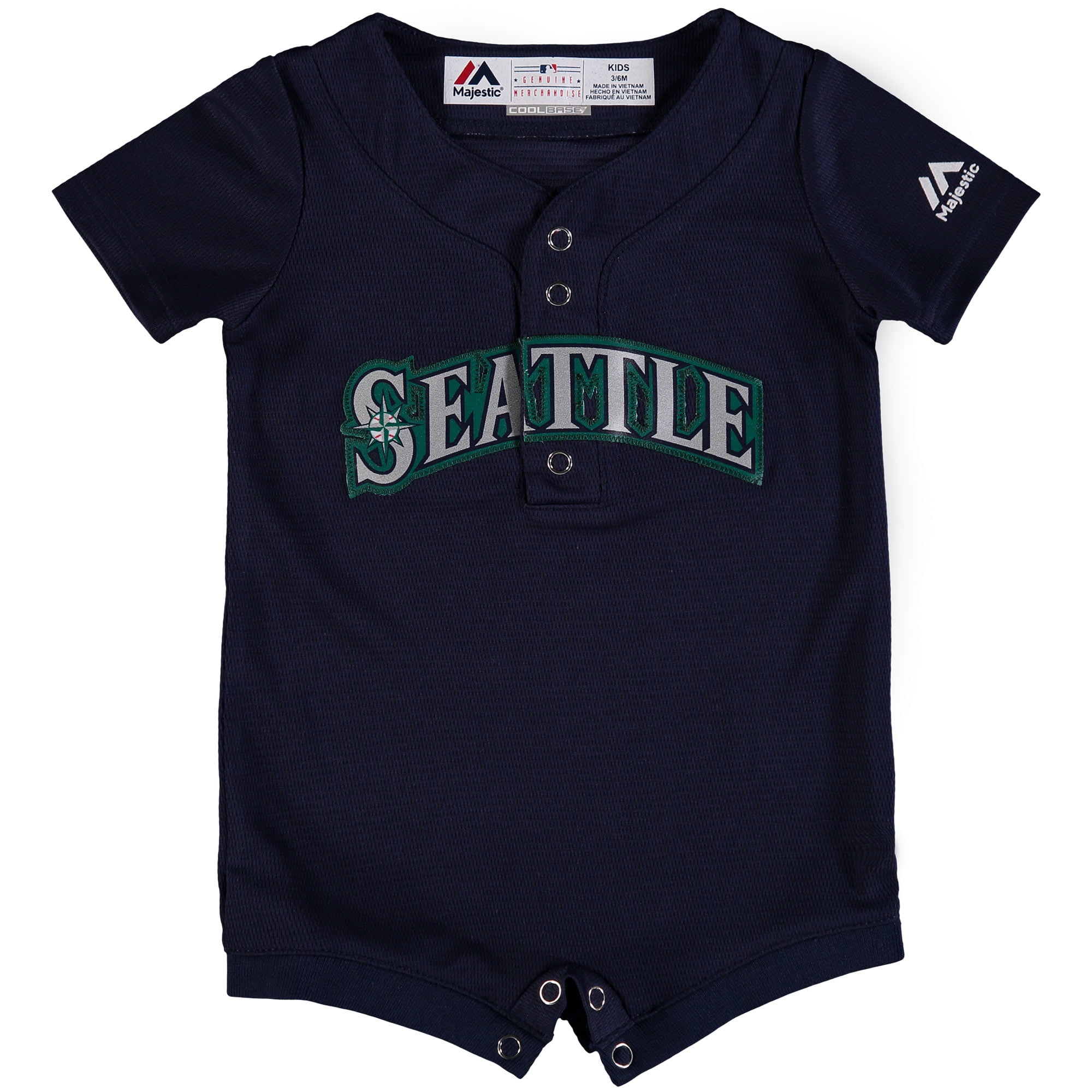Seattle Mariners Majestic Newborn & Infant Alternate Cool Base Romper Jersey Navy by Outerstuff
