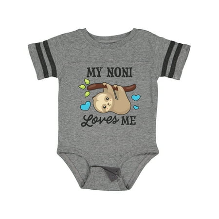 

Inktastic My Noni Loves Me with Sloth and Hearts Gift Baby Boy or Baby Girl Bodysuit