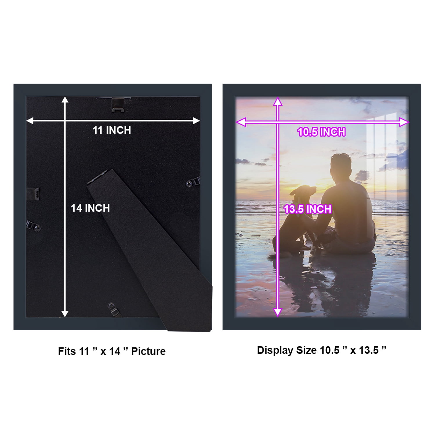 Modern 11 in. x 14 in. Dark Blue Picture Frame (Set of 2)