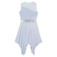 thumbnail image 4 of ranrann Girls Sleeveless Color Block Asymmetrical Lyrical Praise Dance Dress Modern Contemporary Blue&White 14, 4 of 7