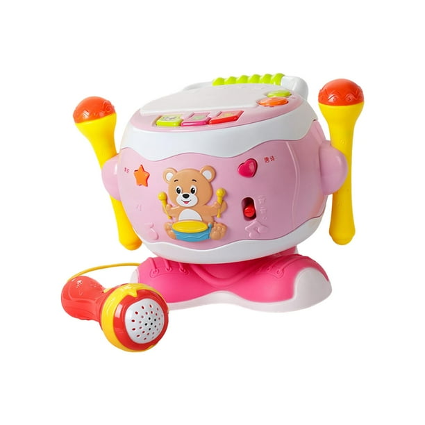Tambor de mano para niños, juguete Montessori para bebés, juguete educativo, instrumento Musical, mesa de actividades para bebés, regalos para niños rosa