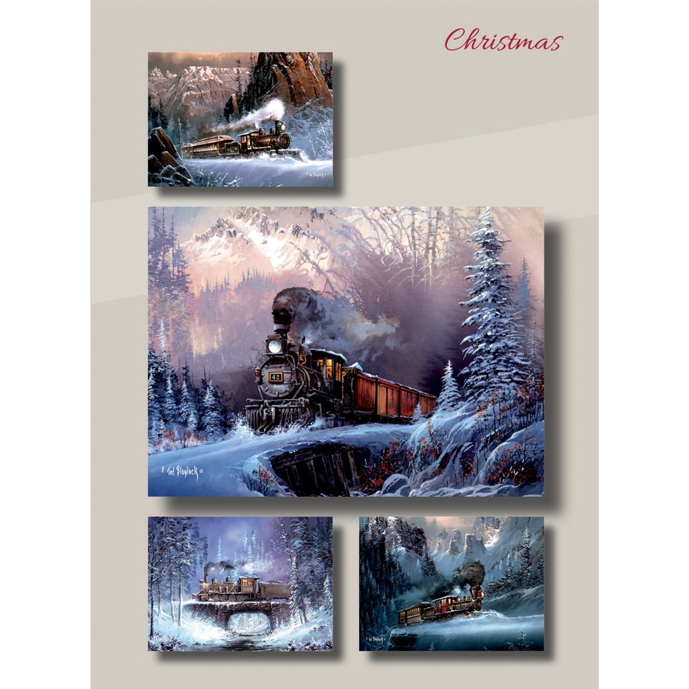 CardBoxedChristmasTrains W/Scripture (Box Of 12)