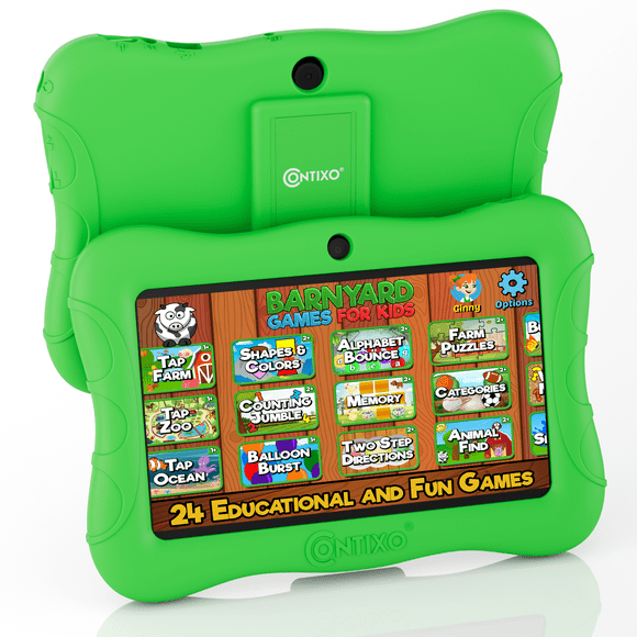Contixo Kids Tablet V9, 7-inch HD, Ages 3-7, Toddler Tablet with Camera, Parental Control - Android, 32GB, WiFi, Learning Tablet for Kids, Green
