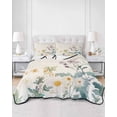 thumbnail image 3 of Quilts Twin Size, Watercolor Flowers Beige Soft Comforter Bedding Set for Bed, Spring Summer Retro Botanical Lightweight Quilted Bedspread with Pillow Cover(2 Pieces) for All Season, 68x86 Inch, 3 of 6