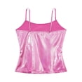 thumbnail image 4 of YONGHS Women's Shiny Metallic PVC Leather Camisole Spaghetti Straps Rave Dance Vest Tank Top Clubwear Hot Pink XL, 4 of 7