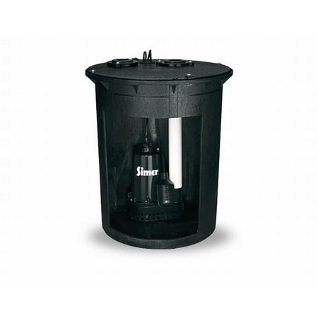 Simer 3985c 1 2 Hp Pre Plumbed Submersible Basement Sump Pump And Basin System