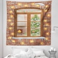 thumbnail image 1 of Christmas Tapestry, View Through a Window on the Interior of a Christmas Living Room and a Fireplace, Fabric Wall Hanging Decor for Bedroom Living Room Dorm, 5 Sizes, Multicolor, by Ambesonne, 1 of 1