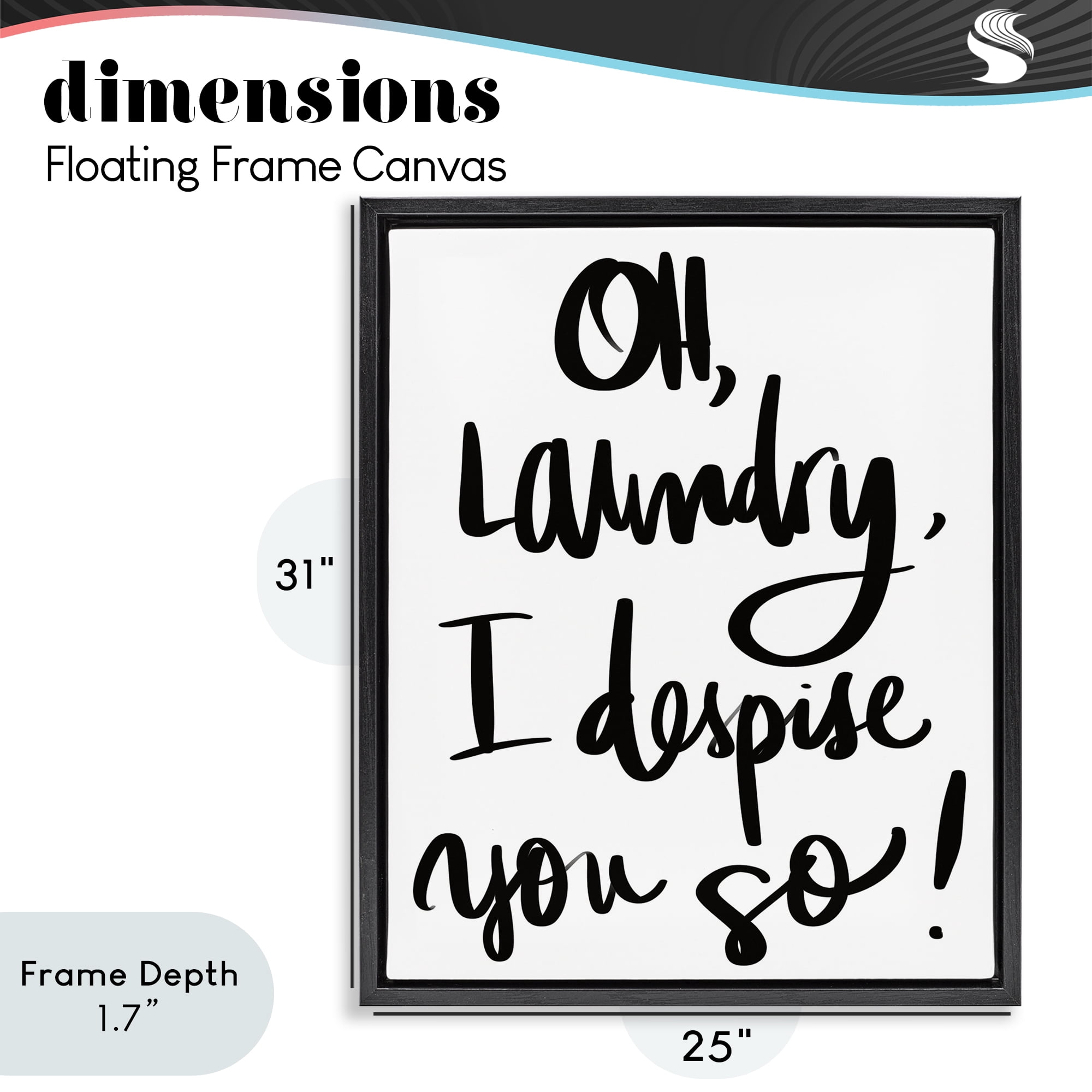 Stupell Industries Laundry I Despise You Black Framed Floater Canvas Wall Art, design by SD Graphics Studio