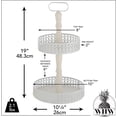 thumbnail image 5 of Emilia Double Tiered Etagere Server Stand, Rustic White, Circular Cake Display, Distressed Finish, Vintage Style, 19 Inches Tall, Wood and Metal, 5 of 7