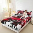 thumbnail image 4 of Manfei Cartoon Sport Car Twin Sheet Sets for Boy, Modern Graffiti Watercolor Twin Fitted Sheet, Red Automobile Flat Sheet, Super Cozy Room Decor, 3-Piece, 4 of 7