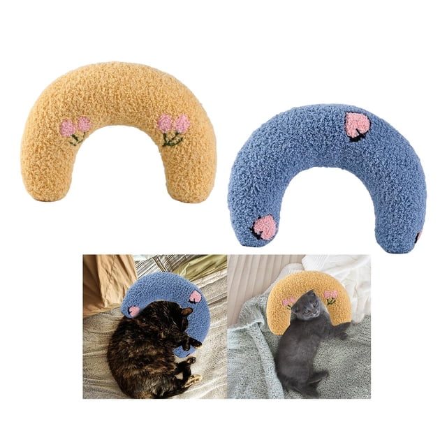 Paquete de 2 almohadas Yinane para el cuello para mascotas juguete para masticar amarillo y azul Yinane Almohada de mascotas