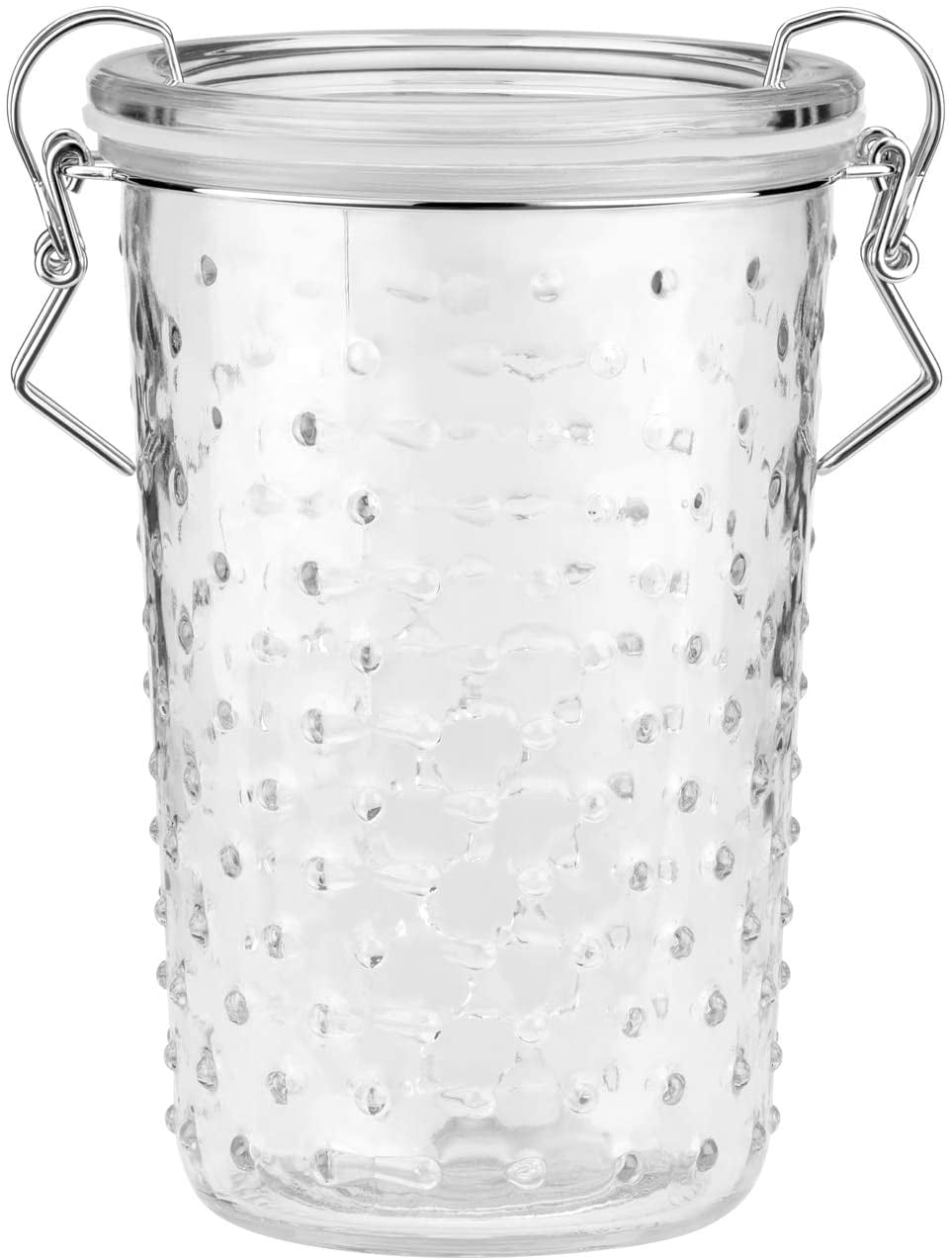 Amici Home Gemma Hobnail Glass Clamp Storage Jar, 28 Fluid Ounces, Large - Clear