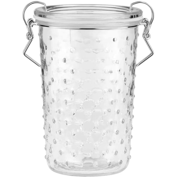 Amici Home Gemma Hobnail Glass Clamp Storage Jar, 28 Fluid Ounces, Large - Clear