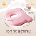 thumbnail image 3 of Almohada para bebé MarBoost de espuma viscoelástica suave y transpirable, rosa, con forma de oso, 3 of 7