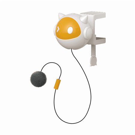 Automatic Lifting Cat Toy Interactive Cat Teaser Ball with Plush Ball Cute Cat Head Design Dual Mode Clamp Fixed Space Saving Ideal for Young Cat and Cats