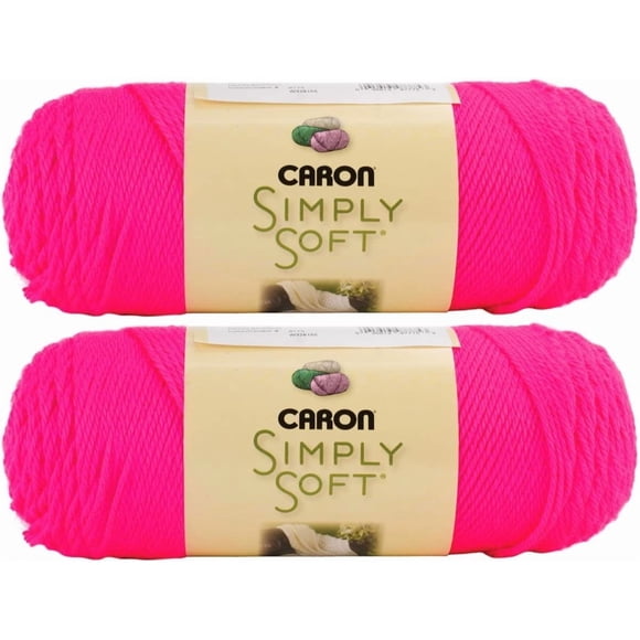 Pack de 2 ovillos Caron Simply Soft sólido color rosa neón 340,2 g / 576 m